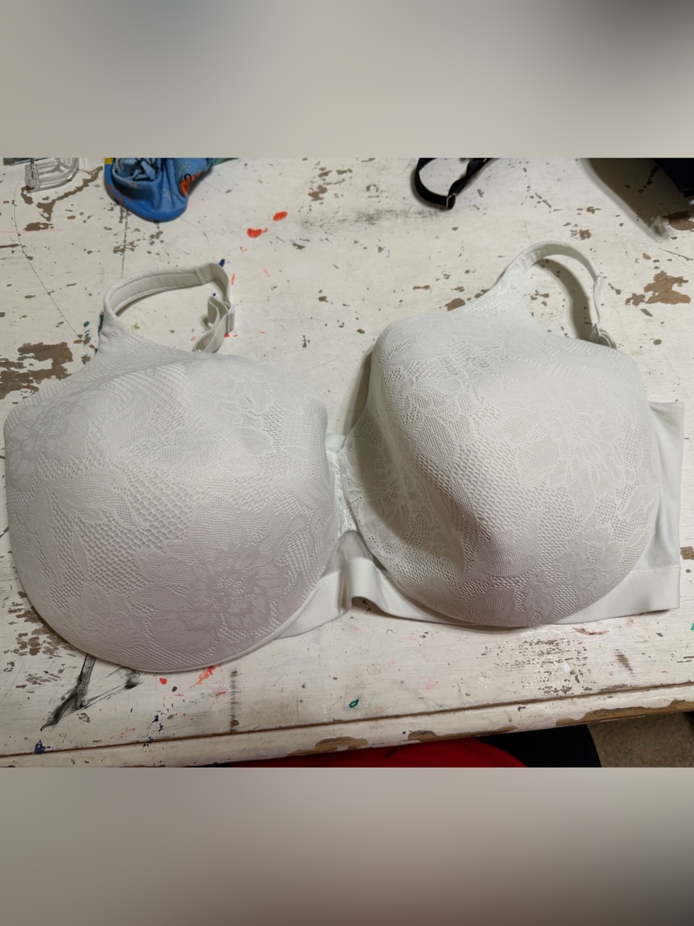 Cacique White Lace Moulded T-Shirt Bra lace wired supportive 50H nwot